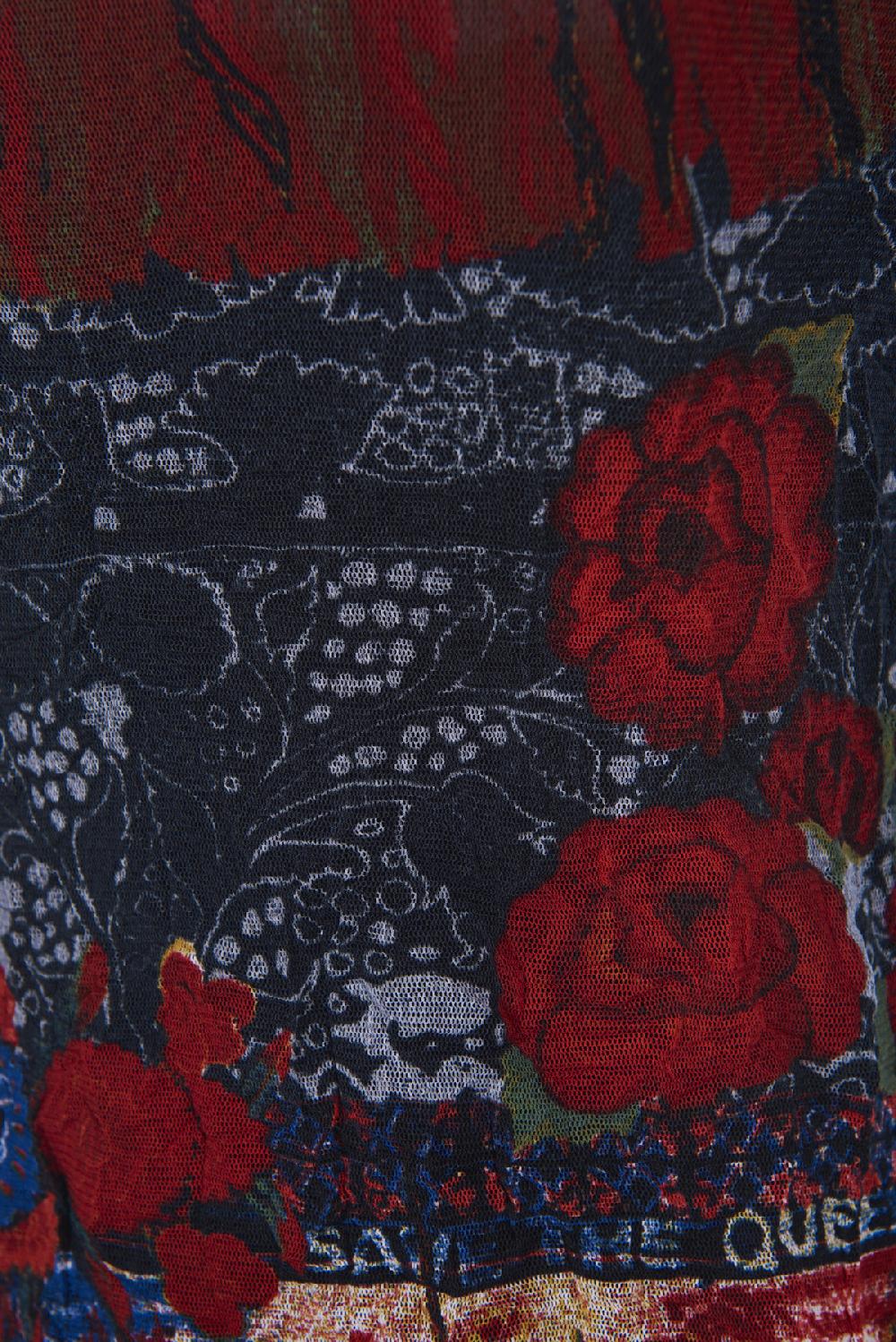 Save The Queen T-shirt In Tulle Con Stampa Floreale