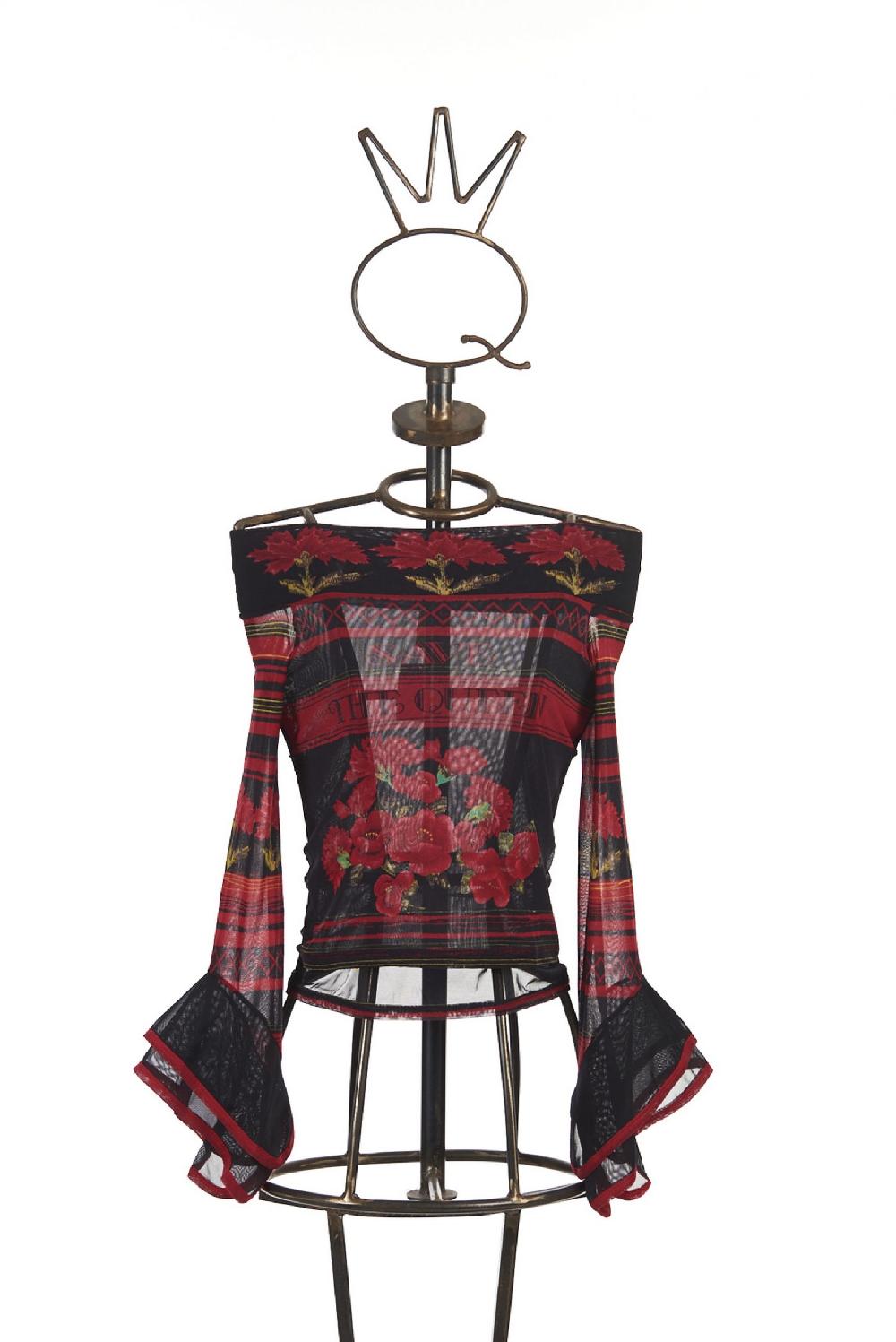 Save The Queen t-shirt in tulle elasticizzato con stampa floreale