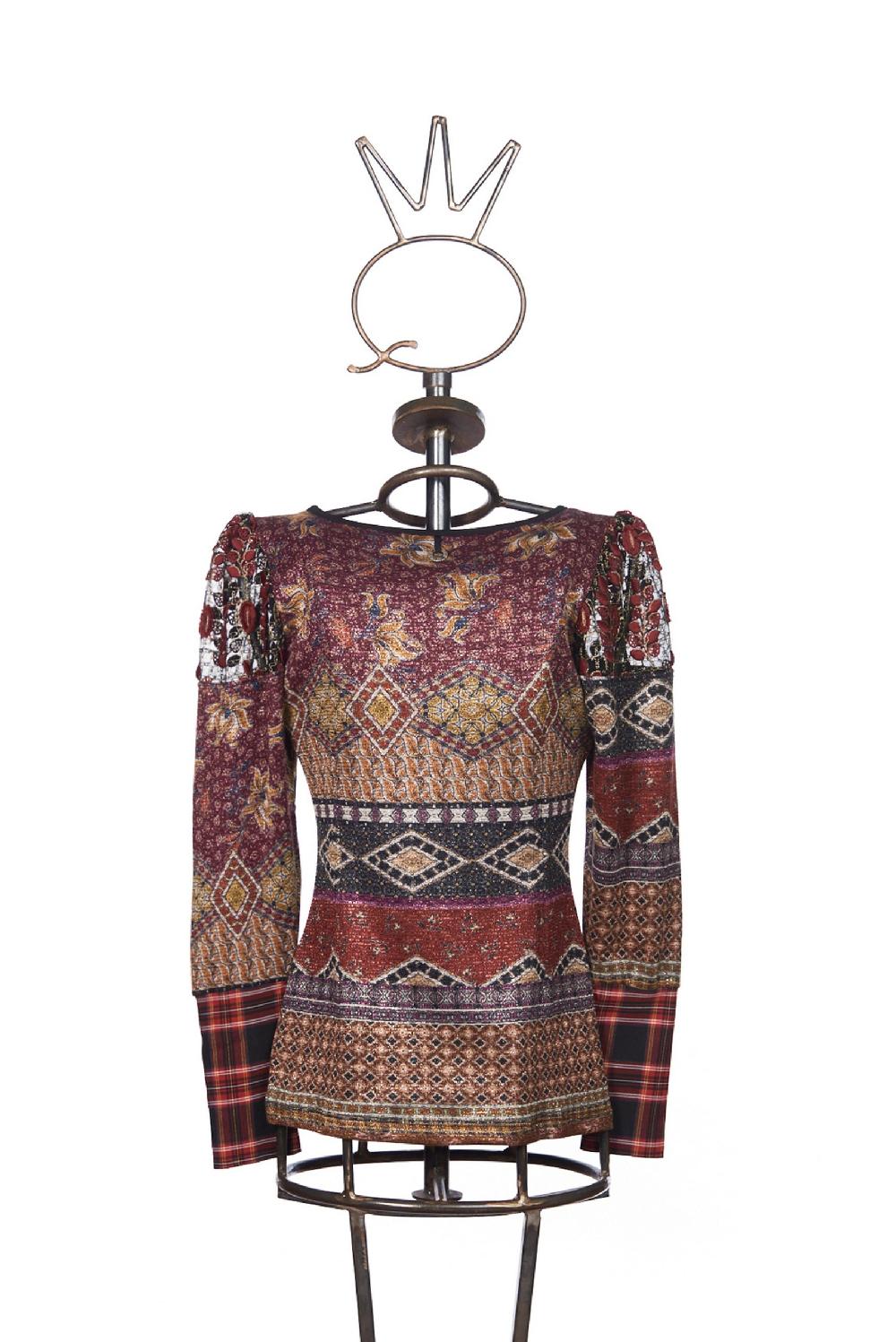 Save The Queen T-shirt Lurex A Fantasia Con Dettagli In Pizzo E Tartan