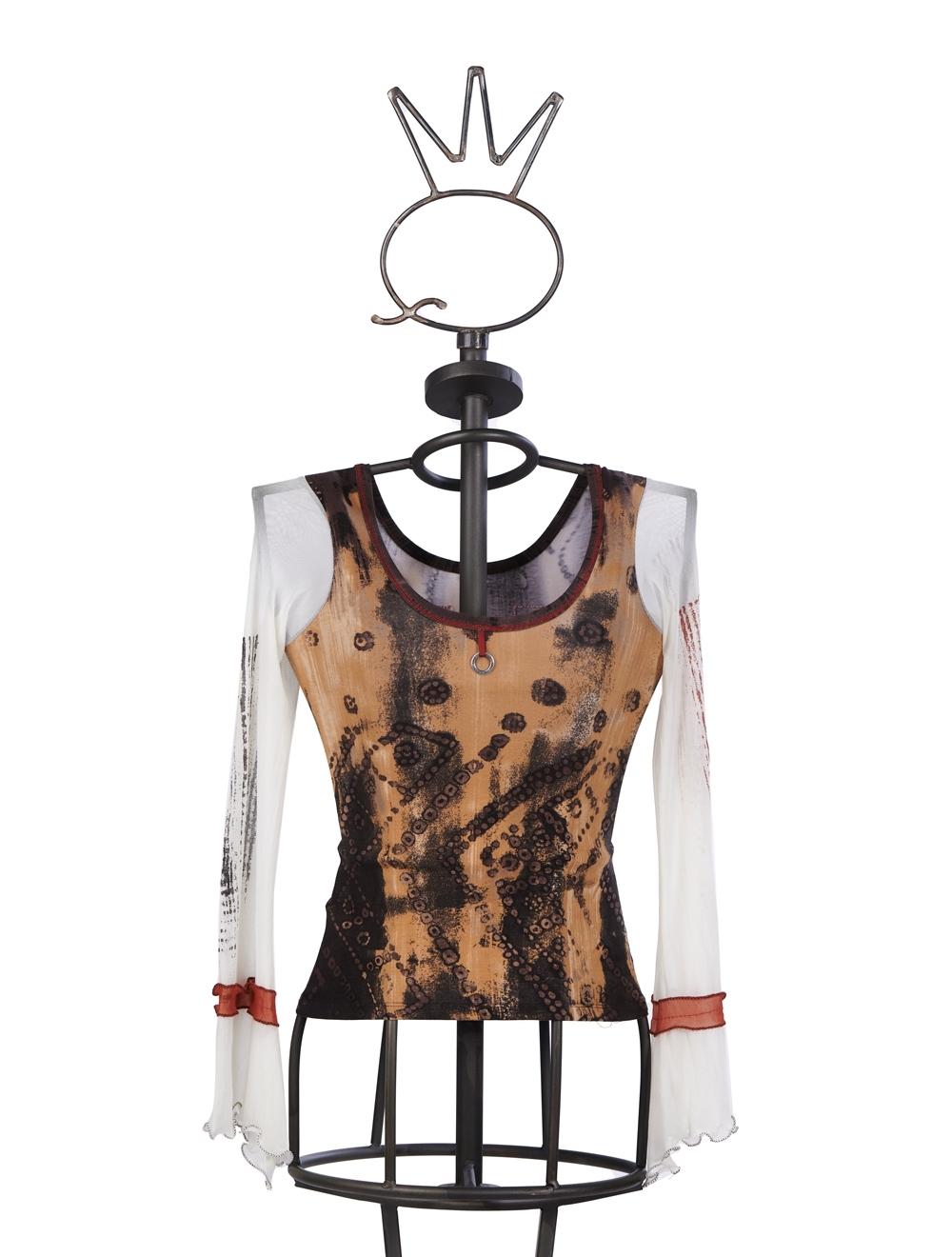 Save The Queen T-shirt Marrone Con Stampa E Applicazioni