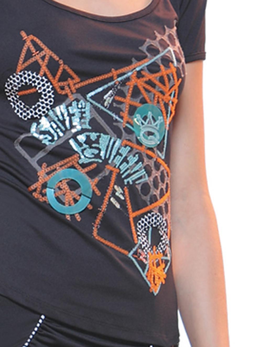 Save The Queen T-shirt Nera Con Ricamo Di Paillettes