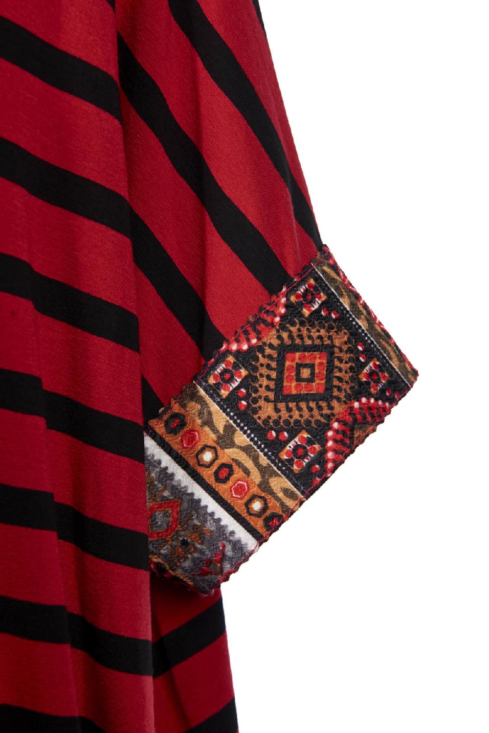 Save The Queen T-shirt Rossa Con Righe Nere E Passamaneria