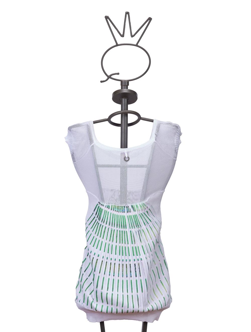 Save The Queen Top Bianco In Maglia Plissé Con Stampa