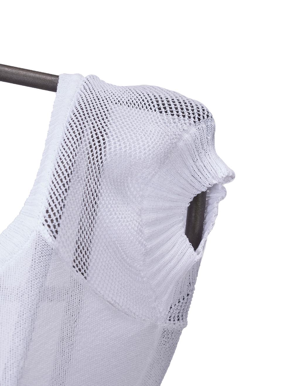 Save The Queen Top Bianco In Maglia Plissé Con Stampa