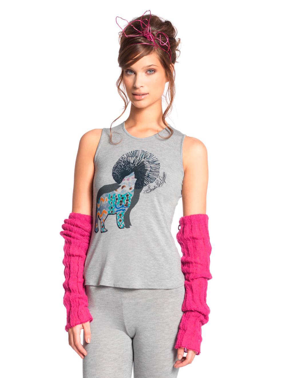 Save The Queen Top canotta in viscosa grigia con stampa con leggins