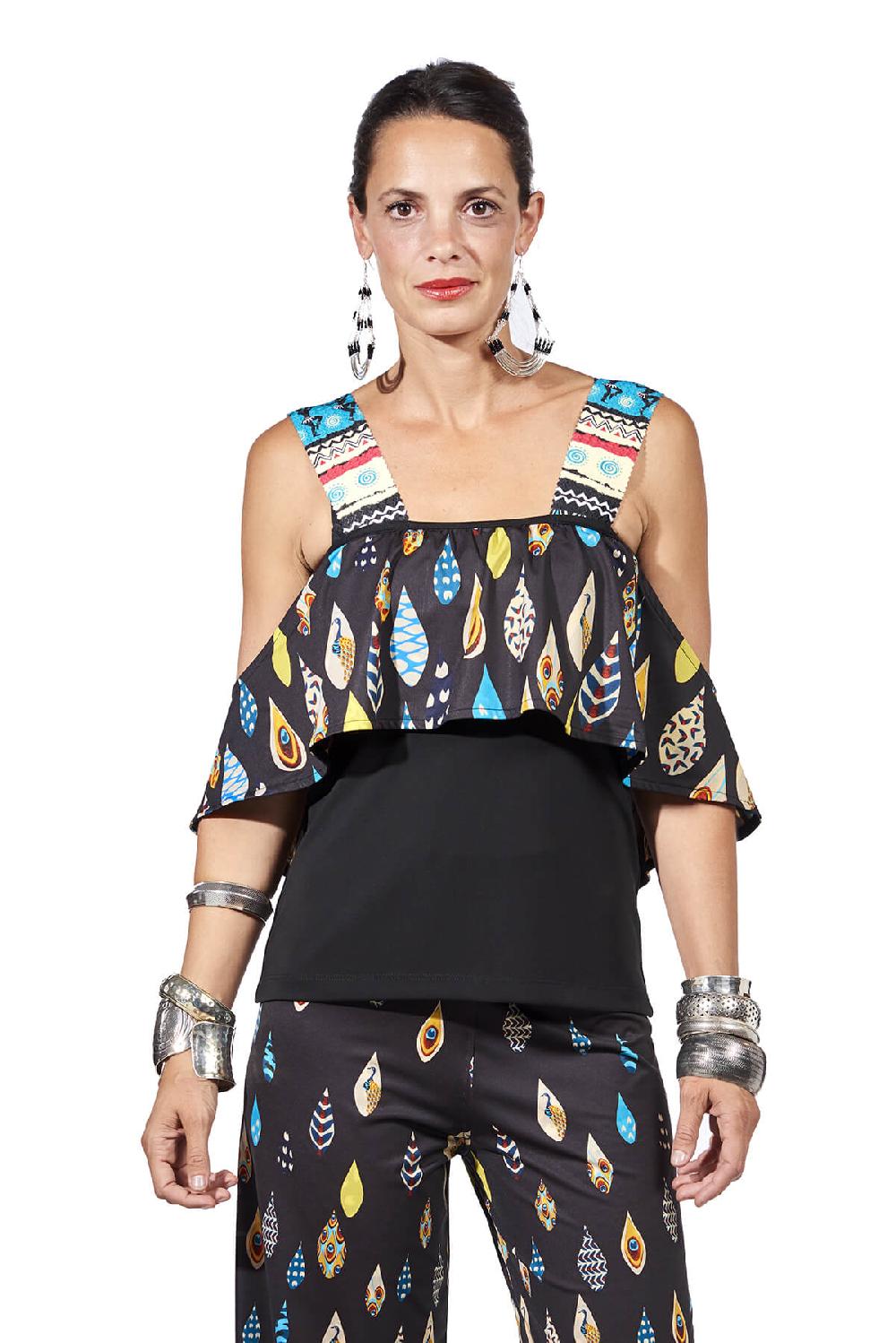 Save The Queen Top Con Stampa Dedicata Al Pavone “Afropavo”