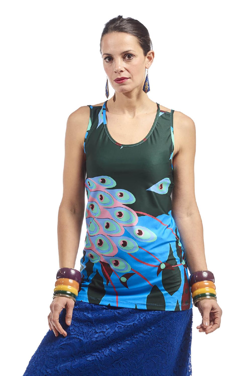 Save The Queen Top Con Stampa Dedicata Al Pavone “Afropavo”