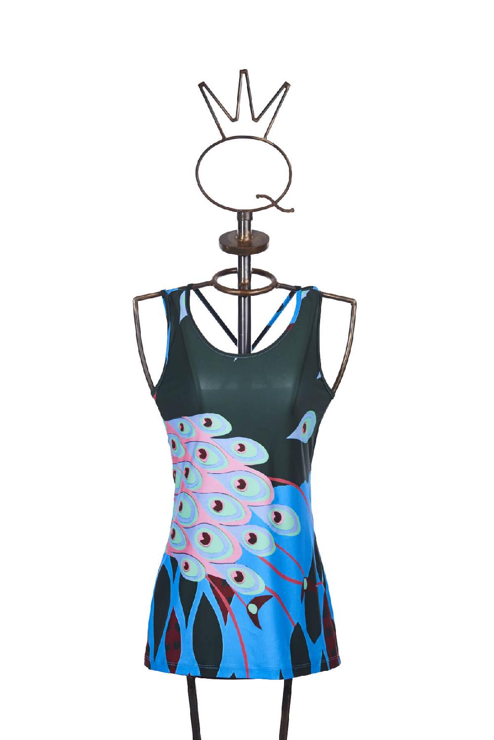 Save The Queen Top con stampa dedicata al pavone “Afropavo”