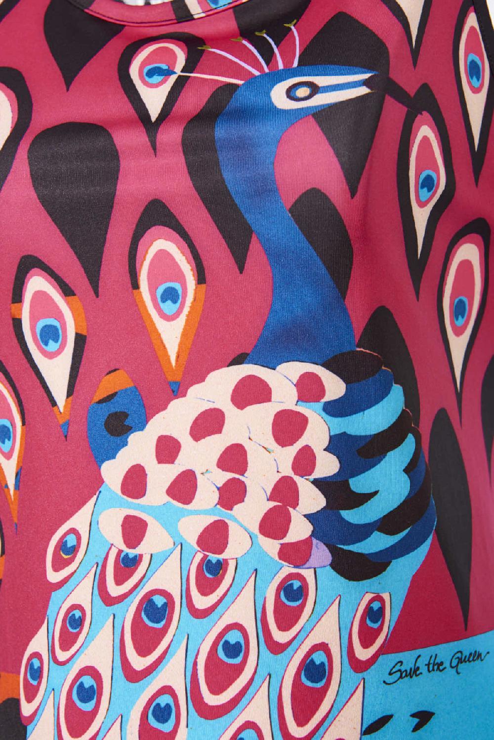 Save The Queen Top Con Stampa Dedicata Al Pavone “Afropavo”