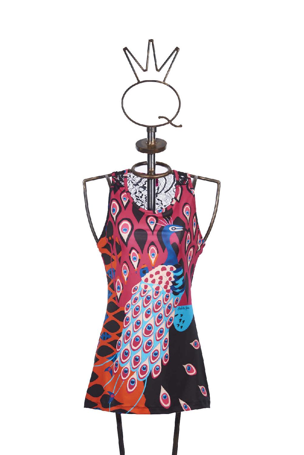 Save The Queen Top con stampa dedicata al pavone “Afropavo”