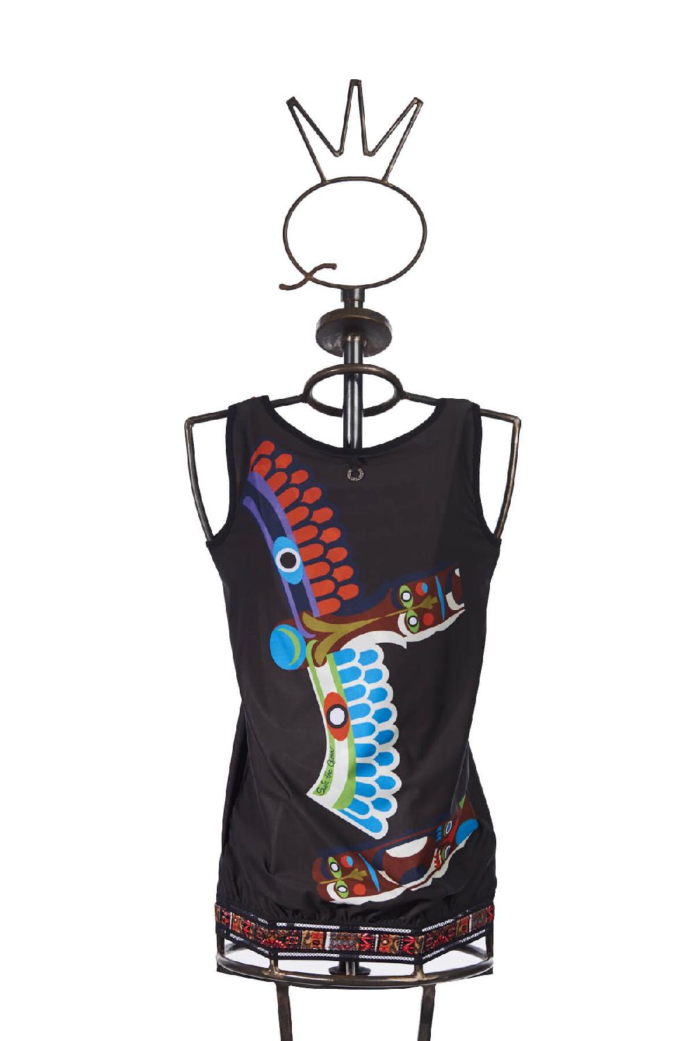 Save The Queen Top Doubleface Con Stampe Dedicate Ai Totem Indiani