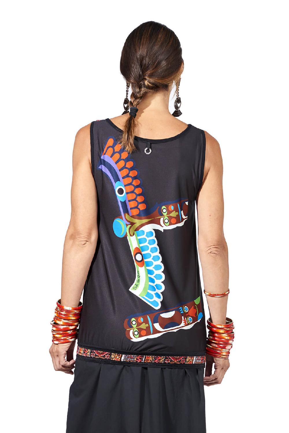 Save The Queen Top Doubleface Con Stampe Dedicate Ai Totem Indiani