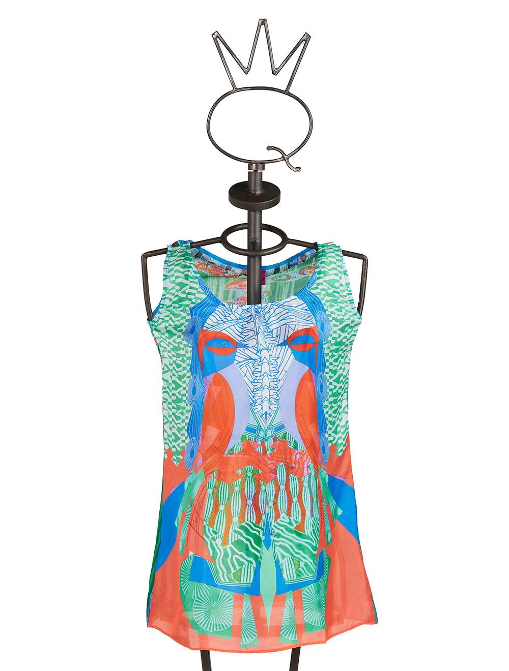 Save The Queen Top In Seta Con Stampa Dedicata Al Tucano