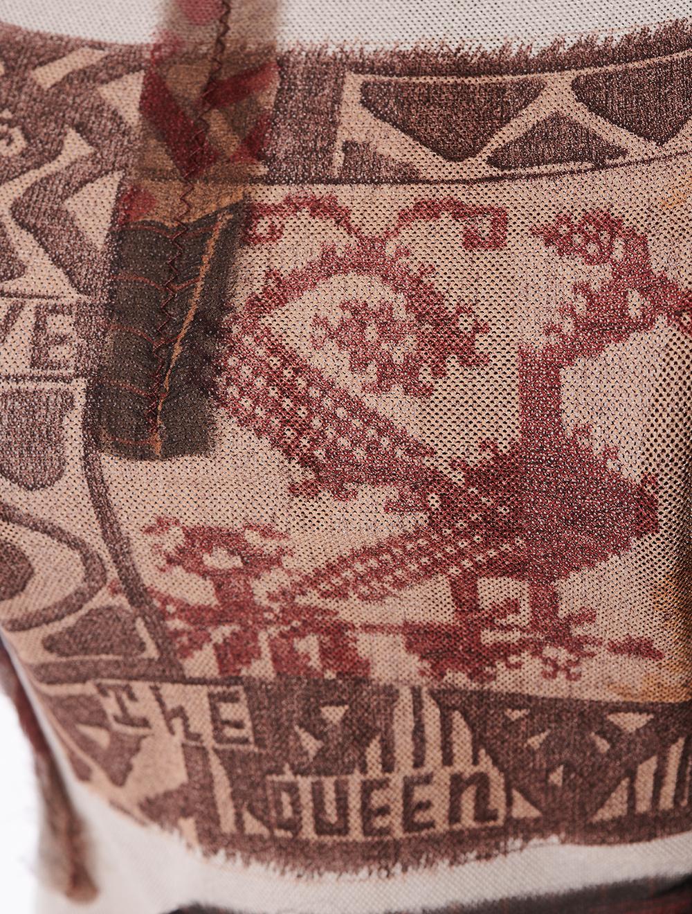 Save The Queen Top In Tulle Avorio E Marrone Con Stampa