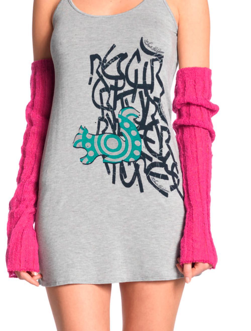 Save The Queen Top In Viscosa Grigia Con Leggins E Coprispalle