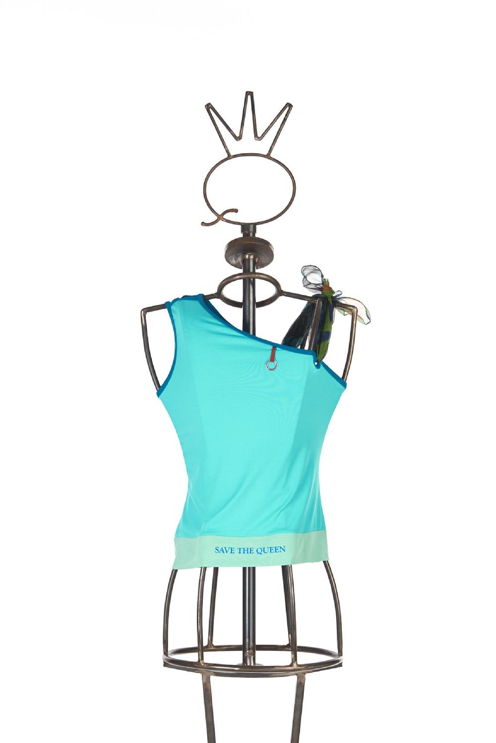 Save The Queen Top Monospalla In Jersey A Righe Con Stampa