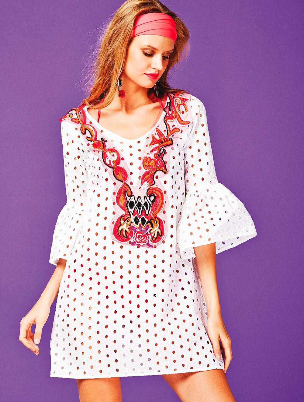 Save The Queen Tunica Bianca In Sangallo Con Ricamo