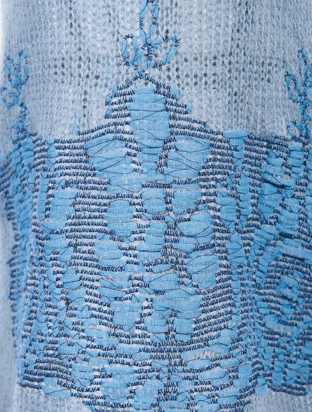 Save The Queen Tunica Celeste In Lana Mohair Con Ricamo