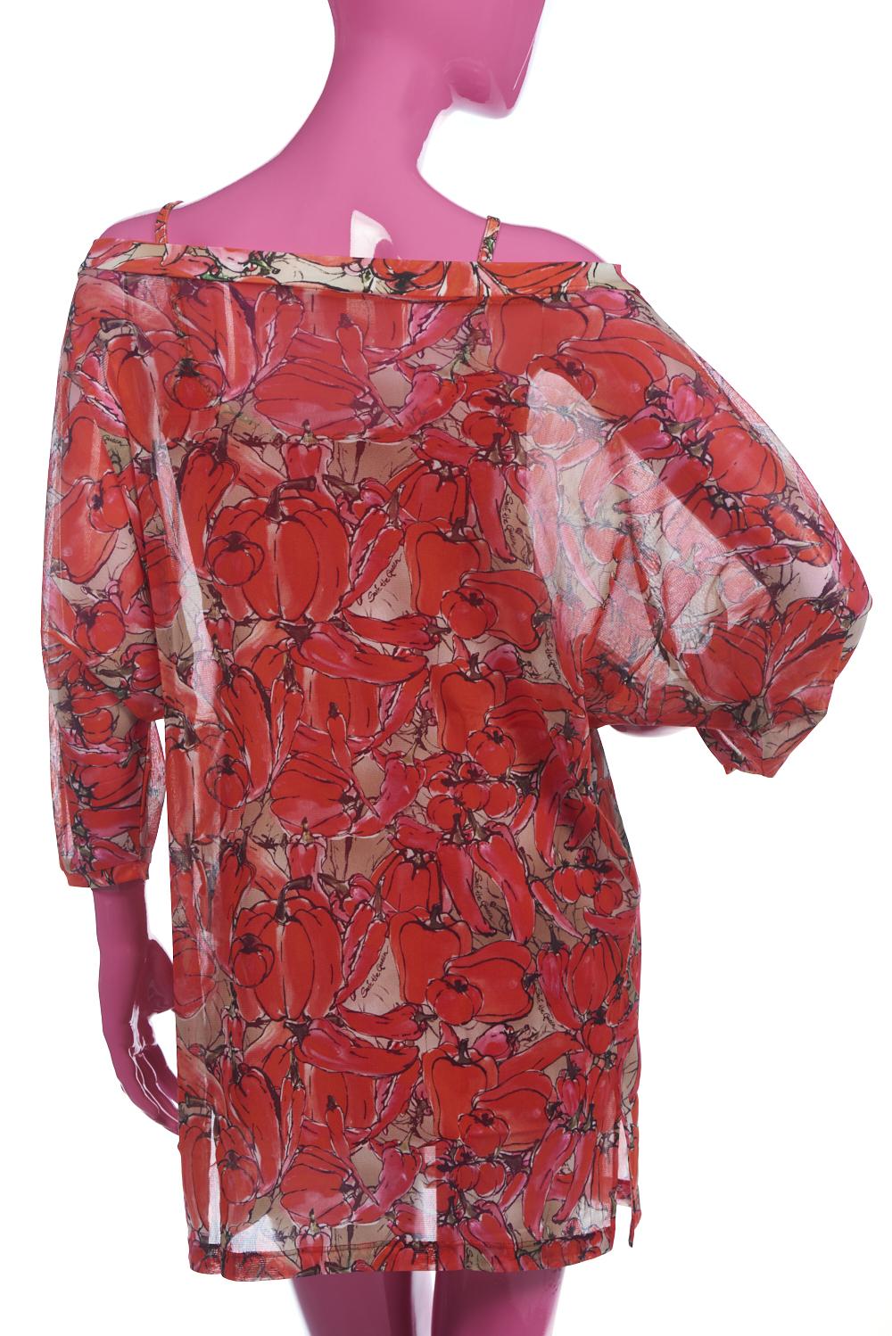 Save The Queen Tunica Copricostume Con Top Con Stampa Peperoni