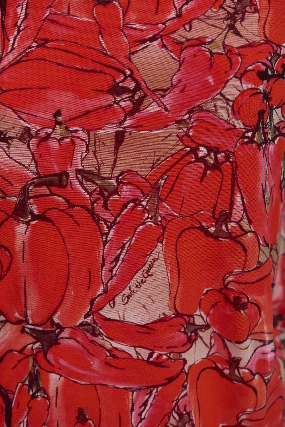 Save The Queen Tunica Copricostume Con Top Con Stampa Peperoni