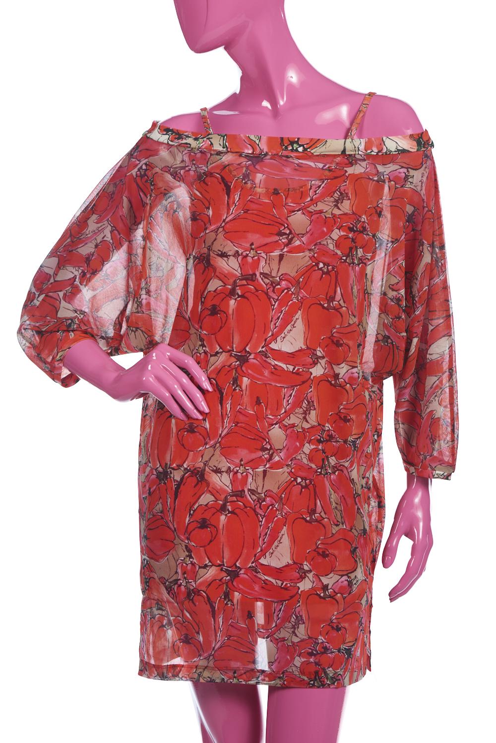 Save The Queen Tunica copricostume con top con stampa peperoni