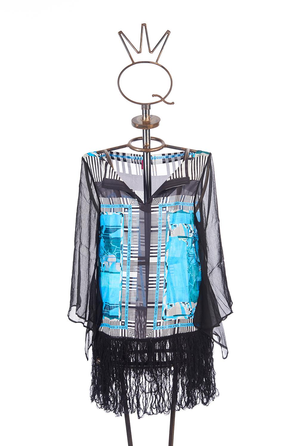 Save The Queen Tunica In Seta Stampata Con Applicazione