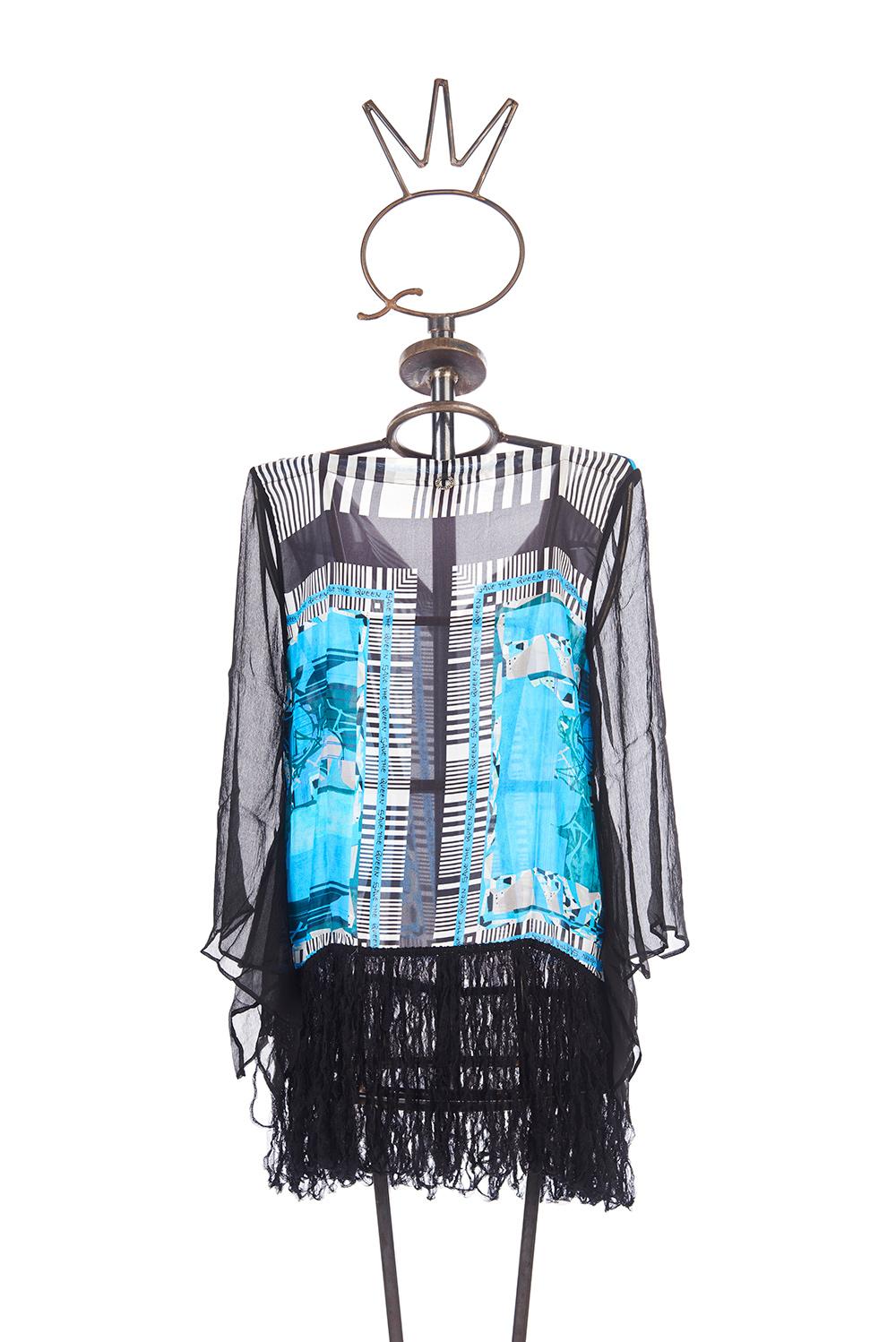 Save The Queen Tunica In Seta Stampata Con Applicazione