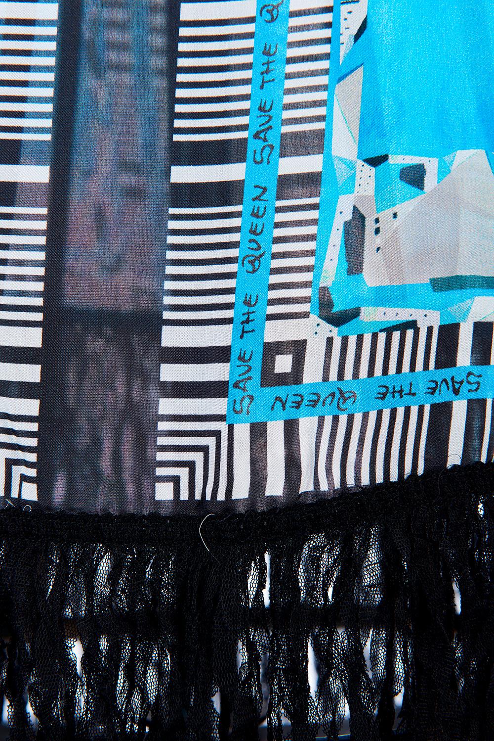 Save The Queen Tunica In Seta Stampata Con Applicazione