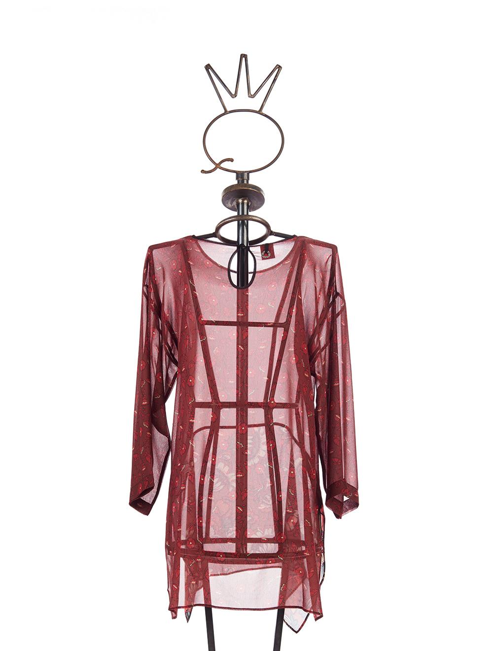 Save The Queen Tunica In Voile Di Viscosa A Micro E Macro Fantasia Floreale