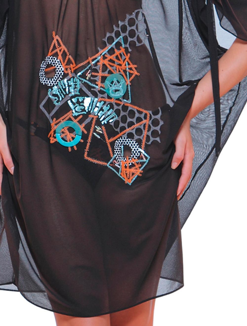 Save The Queen Tunica Nera Con Ricamo Di Paillettes