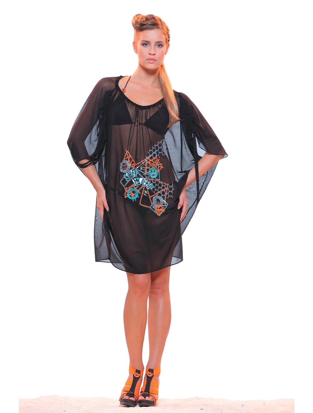 Save The Queen Tunica Nera Con Ricamo Di Paillettes