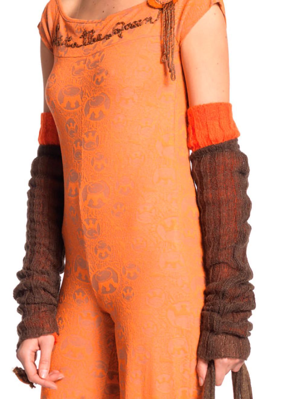 Save The Queen Tuta In Viscosa Stretch Jacquard Arancio E Beige