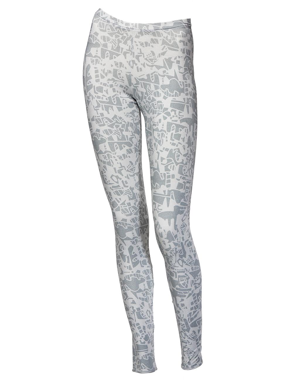 Save The Queen Vestaglia In Seta Grigia + Leggins Lunghi In Viscosa Grigia Stampata