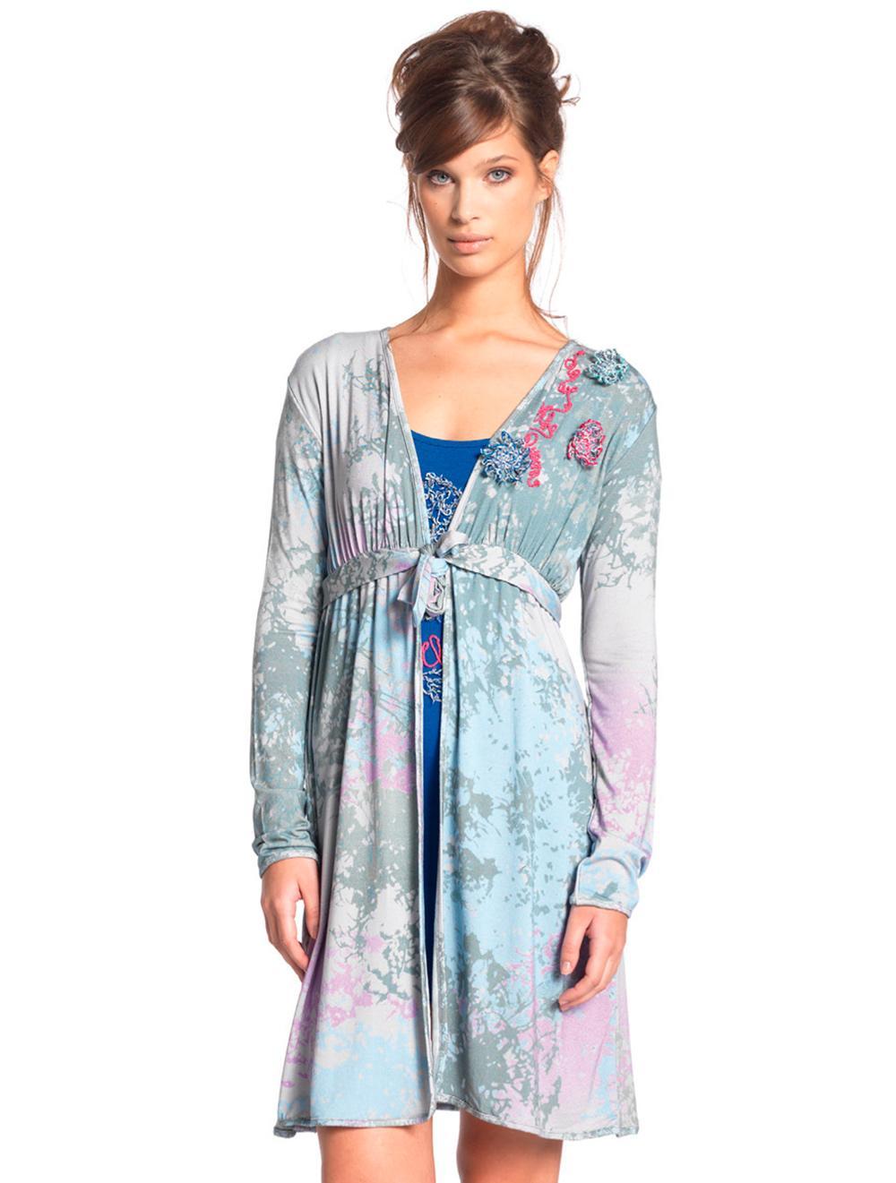 Save The Queen Vestaglia in viscosa con stampa e ricamo