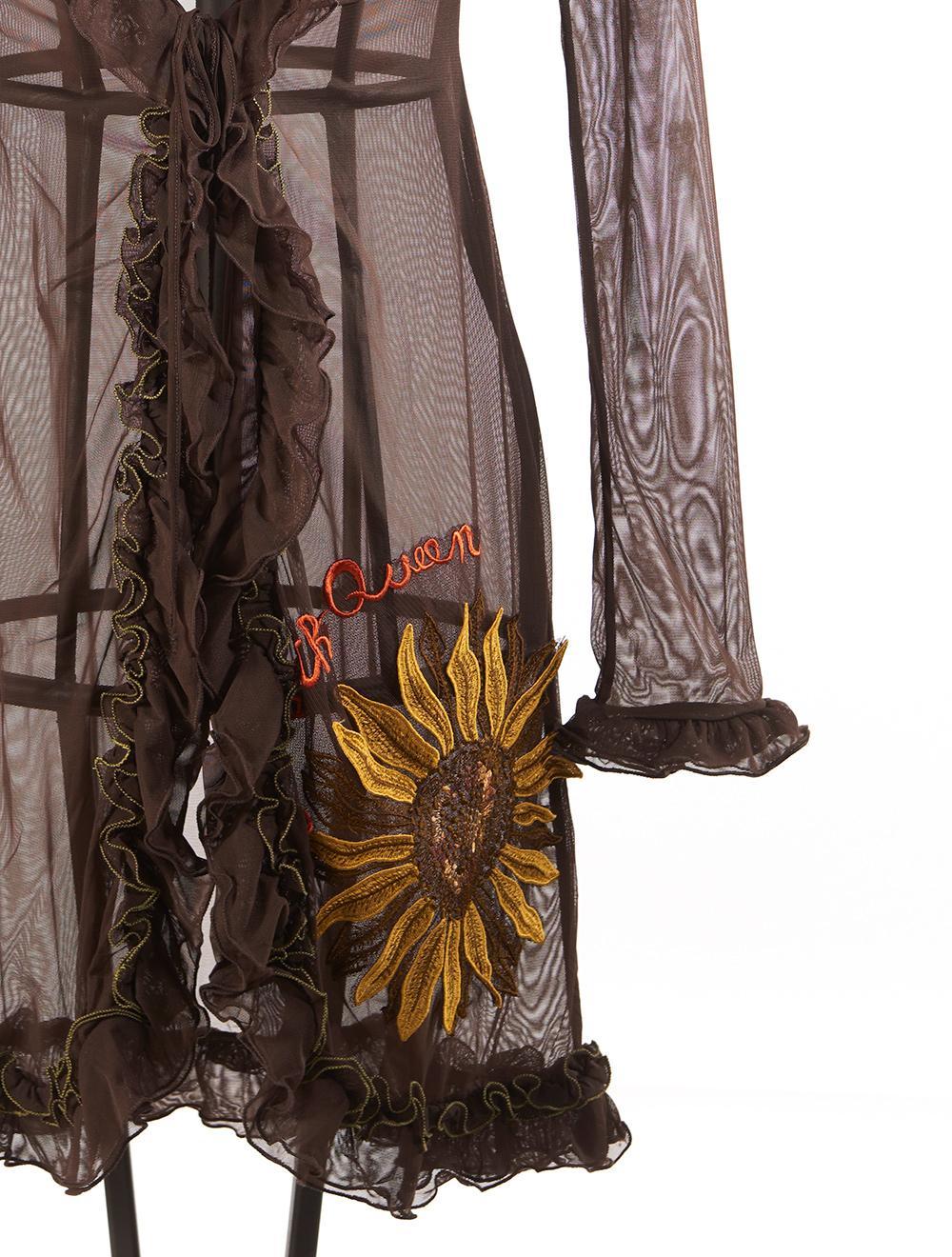 Save The Queen Vestaglia Marrone Con Ruches E Ricamo