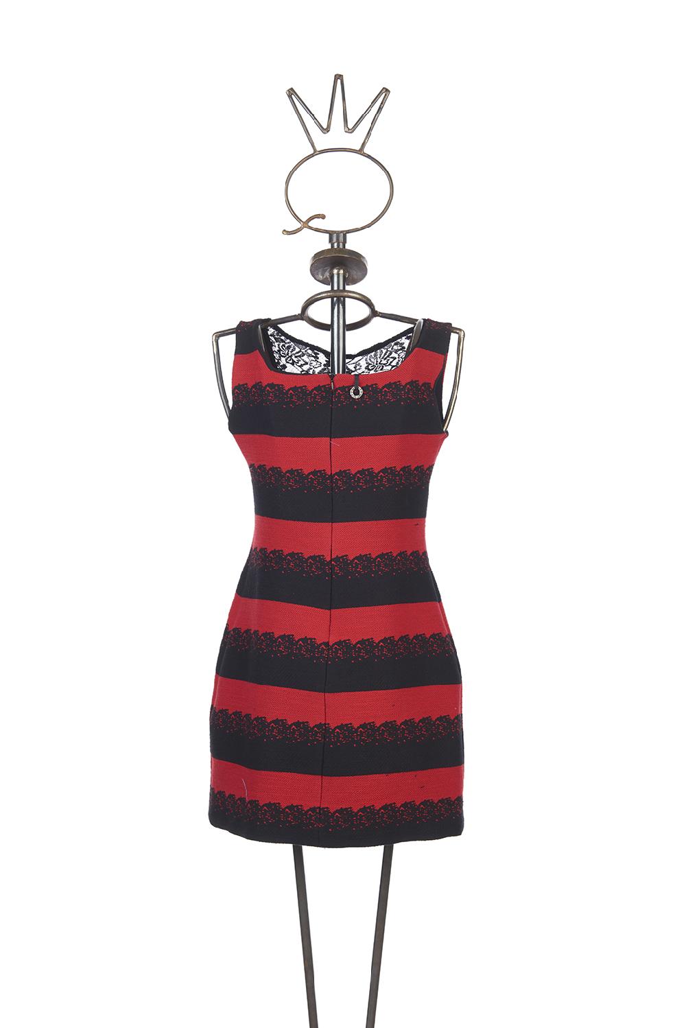 Save The Queen Vestito A Tubino In Jacquard A Righe