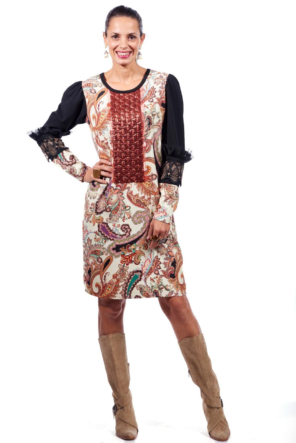 Save The Queen Vestito Al Ginocchio Con Stampa E Ricami