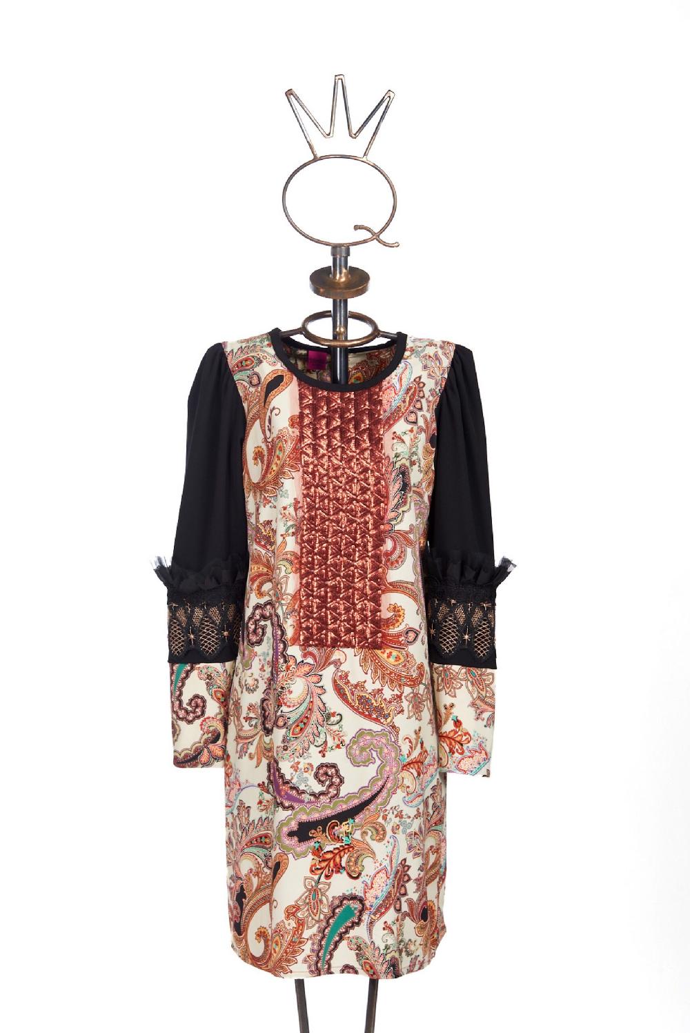 Save The Queen Vestito Al Ginocchio Con Stampa E Ricami