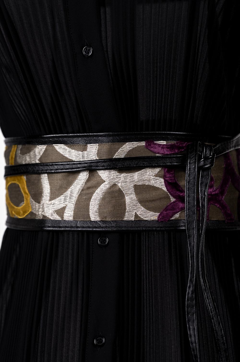 Save The Queen Vestito Chemisier Midi Nero Plissettato