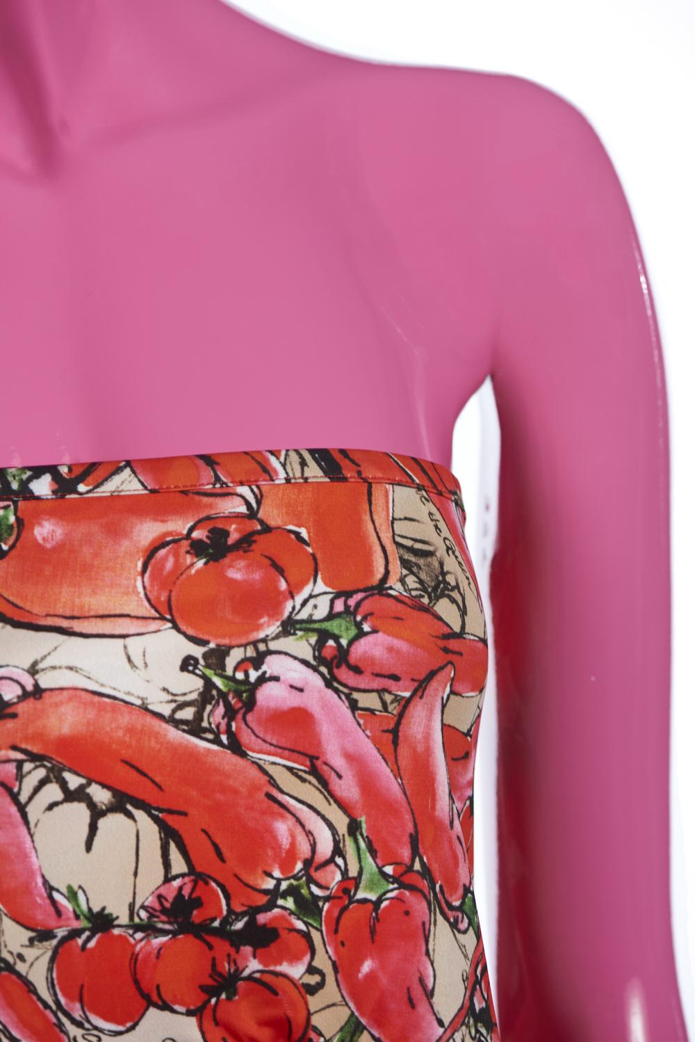 Save The Queen Vestito Copricostume A Fascia Con Stampa Peperoni