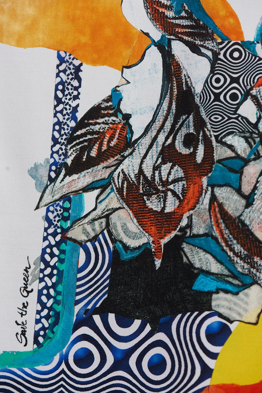 Save The Queen Vestito Copricostume Con Stampa Dedicata All’arte Contemporanea Africana