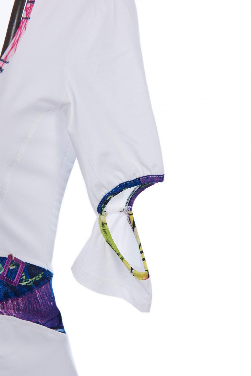 Save The Queen Vestito Corto Bianco Con Dettagli In Stampa