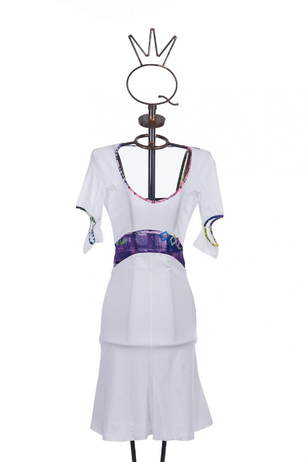 Save The Queen Vestito corto bianco con dettagli in stampa