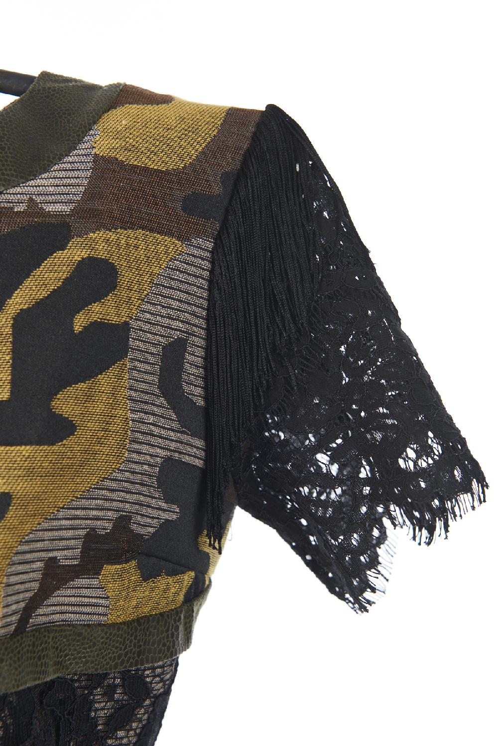 Save The Queen Vestito Corto Con Lavorazione Patchwork Di Tessuti Operati Ricamati Ed Ecopelle