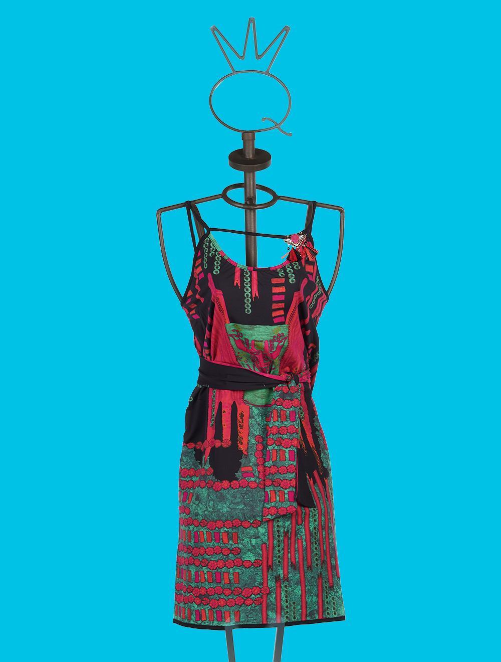 Save The Queen Vestito Corto Con Spalline E Stampa Fantasia