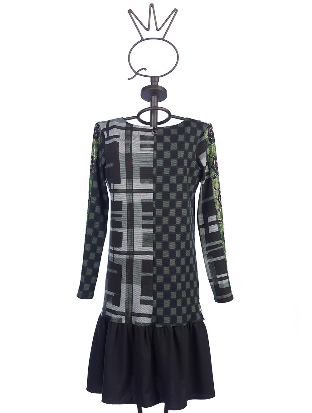 Save The Queen Vestito Corto Con Stampa A Quadri Rouches E Ricami