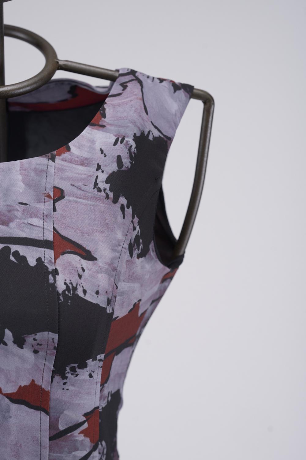 Save The Queen Vestito Corto In Crepe Elasticizzato E Stampato