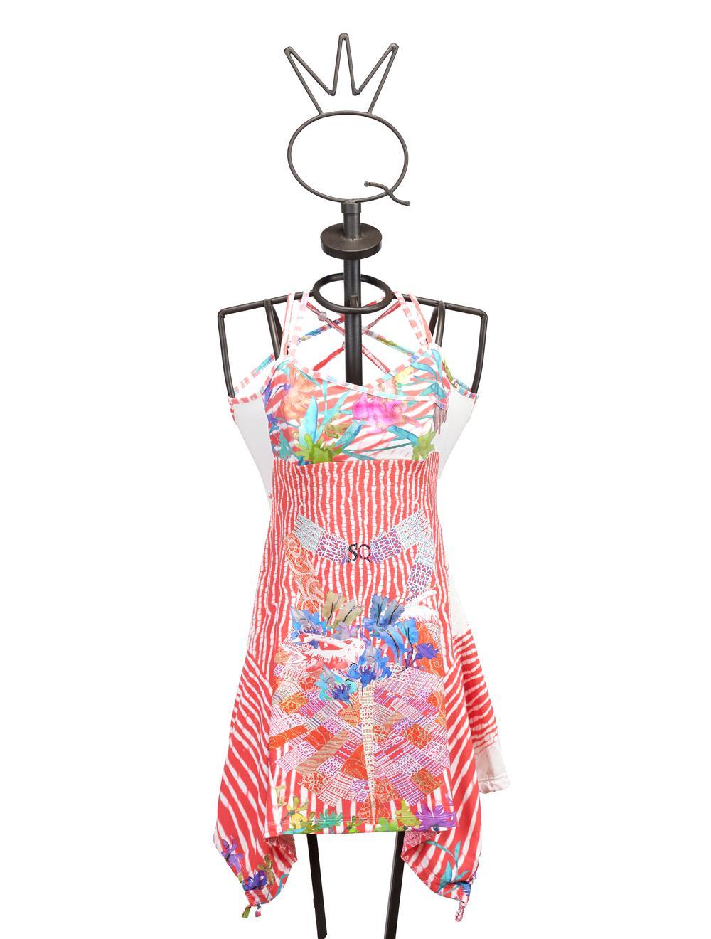 Save The Queen Vestito corto in jersey stampa cigno