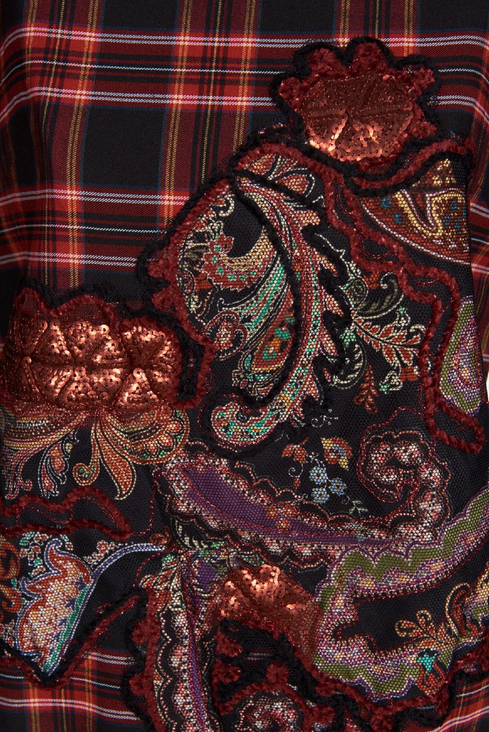 Save The Queen Vestito Corto In Tessuto Tartan Con Ricamo