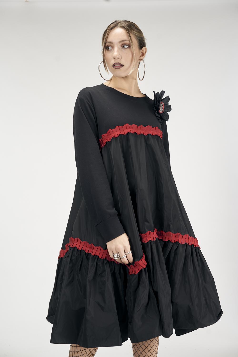 Save The Queen Vestito corto largo in felpa e taffetà